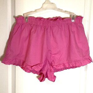 Aerie Women's High Waisted Ruffle Pink Short 100% Cotton Elastic Waist